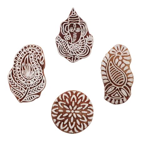 Set of 4 Piece New Mix Wooden Printing Block